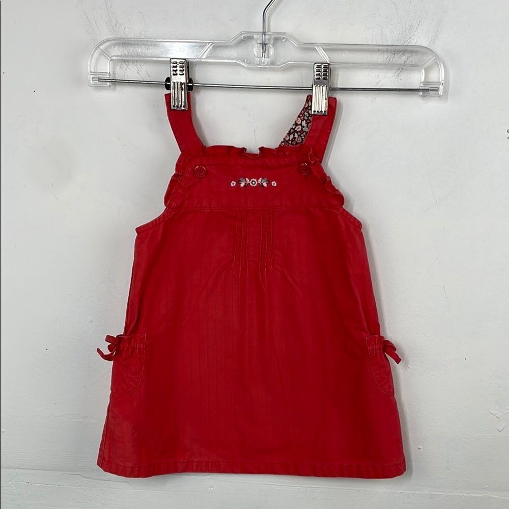Janie and Jack Coral Baby Girl 6 to 12 mos Jumper Dress with lining Cotton